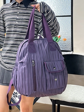 Mochila de Nailon Plisada de Estilo Coreano para Mujer Moda de Gran Capacidad Bolsa de Viaje Impermeable Minimalista Casual Escuela
