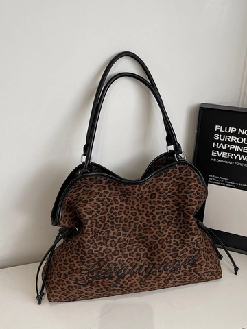 Leopard Print Large Capacity Tote Bag Faux Suede Shoulder Bag With Embroidery Casual Commuter Handbag For Women Gift Bag
