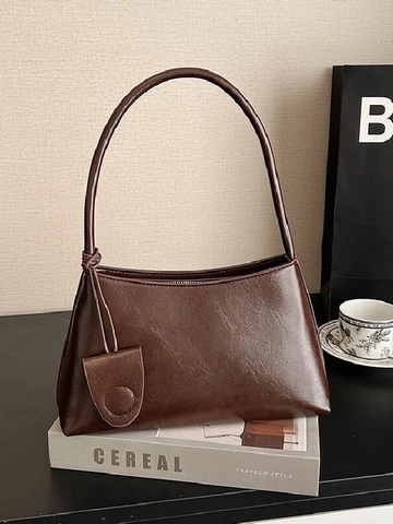 Borsa Sottobraccio in Pelle PU Vintage da Donna Borsa a Tracolla Minimalista Con Mini Pochette Tinta Unita Quadrata di Moda