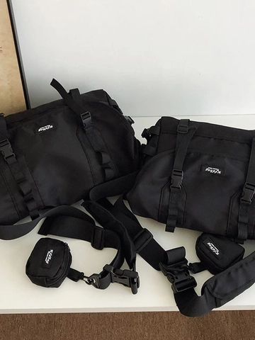 Borsa Messenger Unisex di Grande Capacità in Nylon Stile Workwear Borsa a Tracolla Funzionale per Uomo Donna Viaggi Outdoor Pendolare