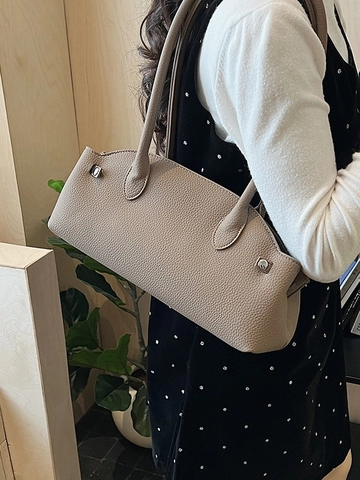 Mode Dames PU Leer Baguette Onderarm Tas Met Textuur Minimalistische Schoudertas Voor Dagelijks Woonwerkverkeer