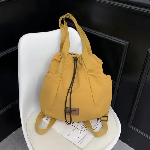 Fashion Women Drawstring Backpack Waterproof Nylon Large Capacity Korean Style Travel School Tote Bag For Lady Casual Backpack