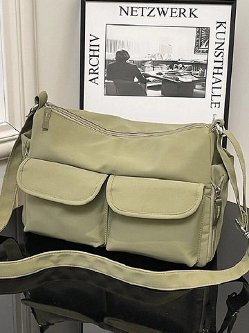 Borsa a Tracolla in Nylon per Donna Multi Tasche Grande Capacità Borsa a Spalla Casual Stile Workwear Messenger Bag Quotidiano