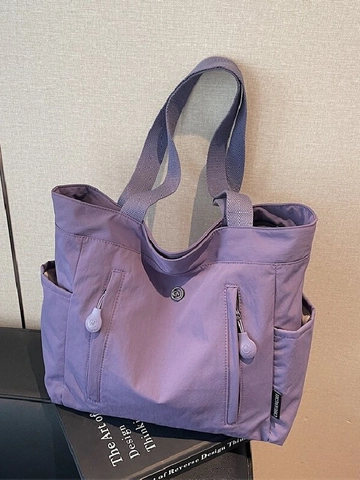 Borsa Tote in Tela di Grande Capacità per Donna Casual Versatile con Tasche Multiple Borsa a Tracolla per Scuola Moda Pendolare