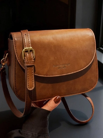 Damen Retro PU Leder Schultertasche Mode Einfache Kleine Quadratische Tasche Flip Umhängetasche Mit Verstellbarem Gurt Alltag Handtasche