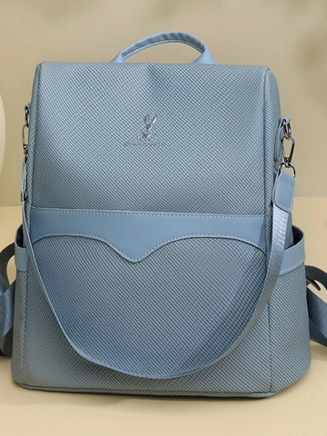 Zaino da Donna alla Moda in Pelle PU Zaino da Viaggio Minimalista Grande Capacità Con Logo Coniglio Tinta Unita per Donna