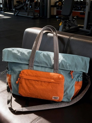 Große Kapazität Farbblock Reisetasche Wasserdichte Nylon Duffel Bag Für Wochenendtrip Fitness Sport Handtasche Schultertasche Unisex Kliniktasche