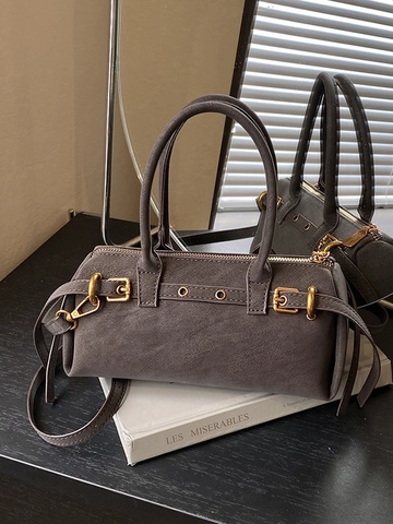 Borsa Sottobraccio in Pelle PU Retro per Donna Con Cuciture Smerigliate Grande Capacità Borsa a Mano Moda Pendolare
