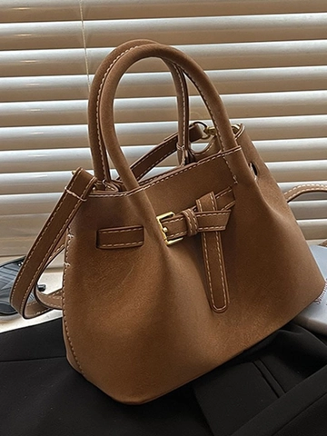 Borsa a Secchiello in Pelle PU Rétro Francese per Donna Cuciture a Contrasto di Alta Qualità Borsa a Tracolla alla Moda