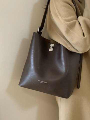 Vintage PU Leder Große Kapazität Beuteltasche Minimalistische Schulter Umhängetasche Retro Unterarm Tote Für Damen Mode Handtasche