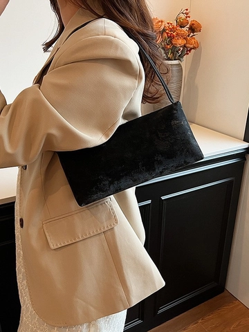 Damen Vintage PU Leder Unterarmtasche Minimalistisch Einfarbig Umhängetasche Verouderde Kleine Quadratische Tasche Tägliche Geldbörse