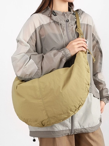 Borsa a Tracolla in Nylon da Donna Grande Capacità Dumpling Bag Leggera Hobo Borsa a Spalla Arricciata per Studenti Casual Quotidiano