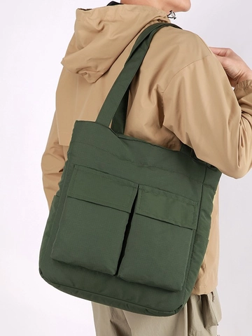 Bolso Tote de Nylon de Gran Capacidad para Mujer Color Sólido Casual con Múltiples Bolsillos Bolso de Hombro Ligero para Trabajo