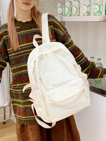 Minimalistische Nylon Schoolrugzak Voor Dames Grote Capaciteit Lichtgewicht Waterbestendige Reistas College Student Daypack