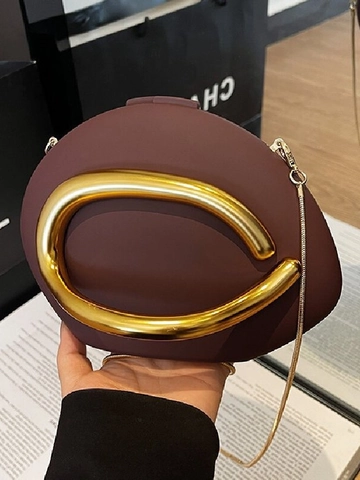 Moderna Borsa da Sera in Acrilico Irregolare per Donna Con Manico ad Anello in Metallo Oro Tracolla a Catena Borsa Rigida