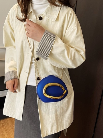 Moderna Borsa da Sera in Acrilico Irregolare per Donna Con Manico ad Anello in Metallo Oro Tracolla a Catena Borsa Rigida