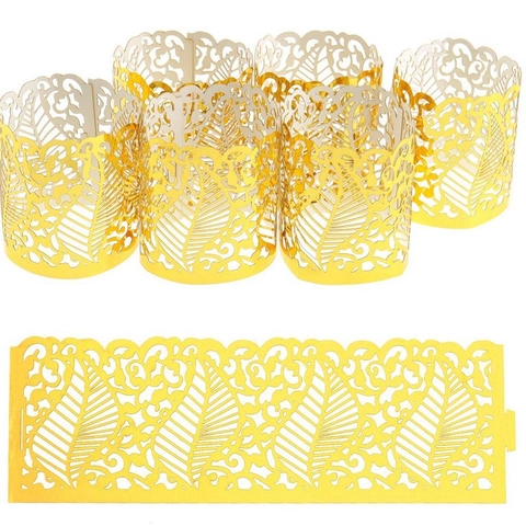 Laser Cut Paper Lampshade Decoration Hollow Out botanical Pattern LED Candle Sleeve Cupcake Wrapper For Wedding Party Birthday Decoration