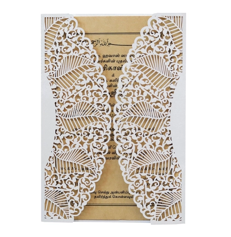 Lot de Cartes d'Invitation Découpées au Laser Avec Papier Perlé Ficelle et Enveloppes pour Mariage Fiançailes Fête Style Vintage Européen