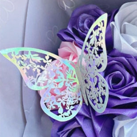 3D Laser Cut Hollow Butterfly Wall Stickers Reflective Pearlescent Paper Butterfly Decor For Wedding Party Home Banquet Decor