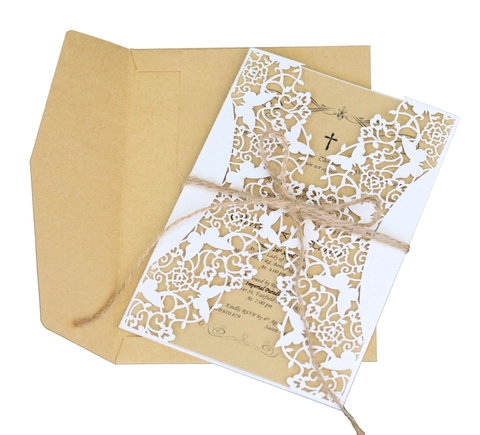 Ευρωπαϊκές Προσκλήσεις Γάμου Laser Cut Με Φακέλους Και Σχοινί Κάνναβης Περλέ Χαρτί Διάτρητη Πεταλούδα Ανθικά Ευχητήρια Κάρτα
