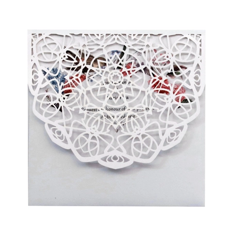 Elegant Laser Cut Hollow Flower Wedding Invitation Cards Pearlescent Paper Greeting Card Envelopes For Wedding Party
