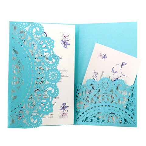 Europäischer Stil Laserschnitt Hochzeitseinladungskarten Mit Umschlägen Perlpapier Hohl Spitze Floral Einladung Für Verlobungsfeier