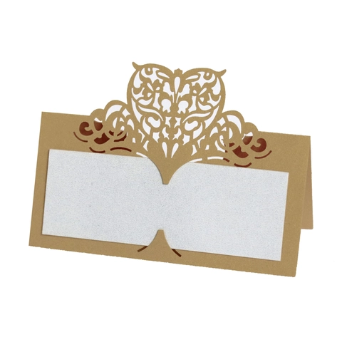 Élégantes Cartes de Place de Mariage en Forme de Cœur Découpées au Laser pour Nom de Table Banquet Fête Papier Perlé