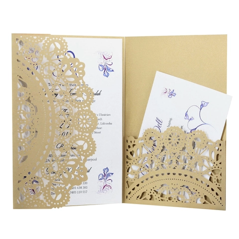 Europäischer Stil Laserschnitt Hochzeitseinladungskarten Mit Umschlägen Perlpapier Hohl Spitze Floral Einladung Für Verlobungsfeier