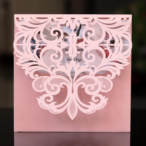 European Style Pearlescent Paper Laser Cut Wedding Invitations For Party Hotel Business Event Greeting Card Invitation Set