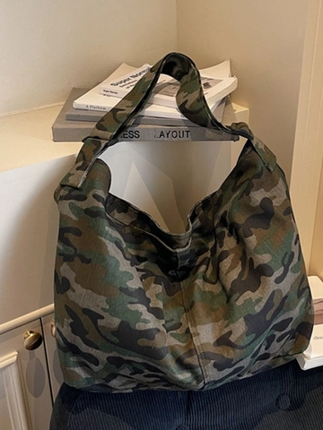 Borsa Tote in Tela da Donna Grande Capacità Casual Camouflage Stampa Leopardata Borsa a Spalla Tracolla Moda Workwear Hobo