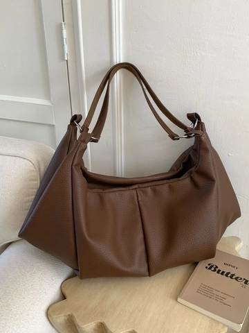 Bolso Tote de Cuero PU de Gran Capacidad para Mujer Retro Slouchy Plisado Bolso Hobo Minimalista Bolso de Hombro para Diario