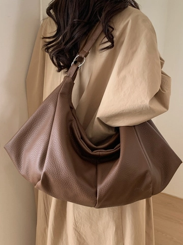 Bolso Tote de Cuero PU de Gran Capacidad para Mujer Retro Slouchy Plisado Bolso Hobo Minimalista Bolso de Hombro para Diario