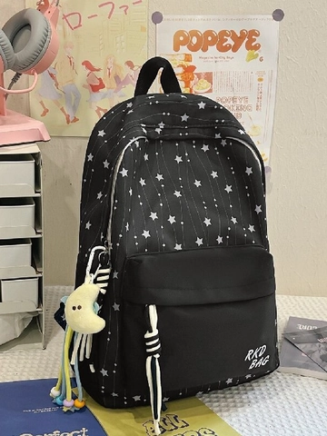 Nylon Stern Druck Schule Rucksack Große Kapazität Kontrastfarbe Mode Student Schultasche Für Jungen Mädchen Lässig Täglich
