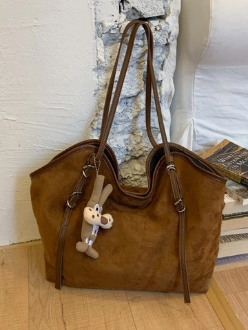 Damen Große Kapazität Tote Tasche Lässig Vintage Umhängetasche Leopardenmuster Karo Stoff Handtasche Mit Cartoon Kaninchen Anhänger