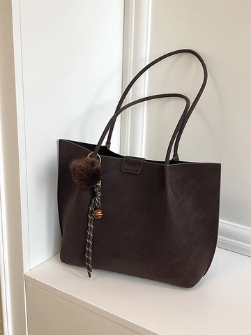 Borsa Tote da Donna in Camoscio di Grande Capacità Borsa a Tracolla Opaca Minimalista Retrò Borsa da Pendolare Casual