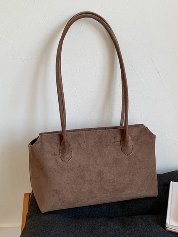 Bolso Tote de Axila de PU Vintage para Mujer Gran Capacidad Minimalista Color Sólido Bolso de Hombro para Otoño Invierno