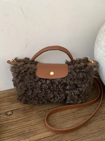 Damen Plüsch Handtasche Umhängetasche Herbst Winter Kunstpelz Schultertasche Mit Lederklappe Tragegriff Kleine Vielseitige Tasche