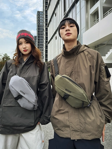 Waterproof Nylon Grid Pattern Chest Bag For Men Women Casual Outdoor Sports Crossbody Shoulder Bag Streetwear Waist Pack