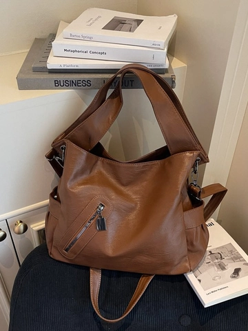 Damen Große Kapazität PU Leder Tote Bag Mode Retro Urban Hobo Bag Pendler Schulter Crossbody Tasche Für Herbst Winter