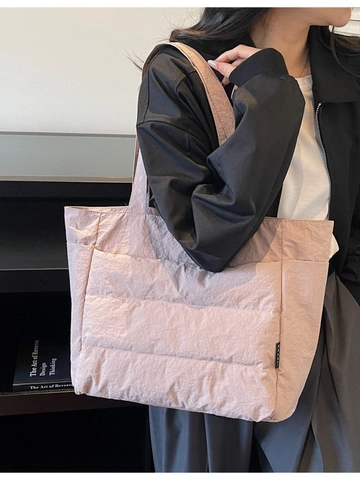 Damen Große Kapazität Gesteppte Tragetasche Leichte Puffer Schultertasche Für Tägliches Pendeln Reisen Lässige Handtasche