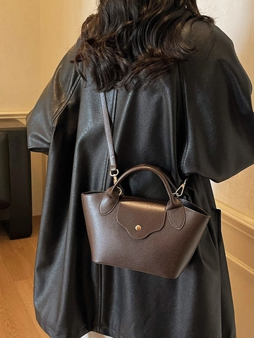 Vintage Lychee Textur PU Leder Knödel Tasche Damen Minimalistische Henkeltasche Verstellbare Schulter Umhängetasche Alltag Satchel