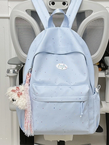 Nylon Punktmuster Schulrucksack Für Mädchen Jugendliche Große Kapazität Leichte Student Büchertasche Lässiger Bedruckter Reise Rucksack