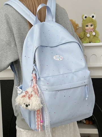 Nylon Punktmuster Schulrucksack Für Mädchen Jugendliche Große Kapazität Leichte Student Büchertasche Lässiger Bedruckter Reise Rucksack