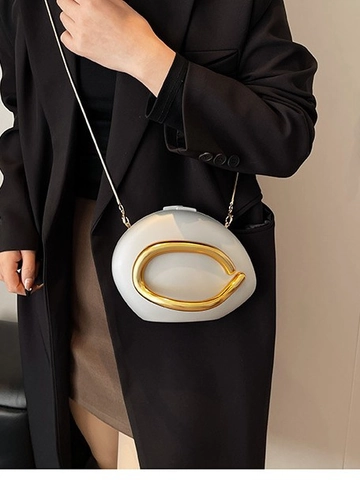 Borsa da Sera in Acrilico da Donna Unico Manico in Metallo Borsa a Tracolla Catena Lusso Matrimonio Festa Banchetto Pochette