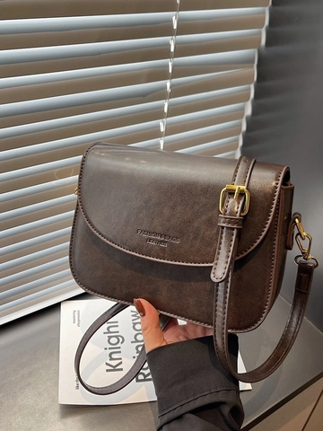 Vintage Minimalist PU Leather Small Square Crossbody Bag For Women Retro Flap Single Shoulder Bag With Stitching Gold Hardware Simple Versatile Messenger Bag Daily Casual Handbag
