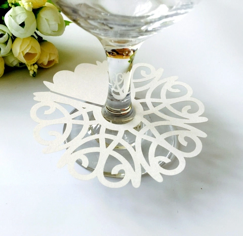 Lasergeschnitten Herzform Perlmuttpapier Weinglas Namenskarten Durchbrochen Tassen Deko Für Hochzeit Party Bankette