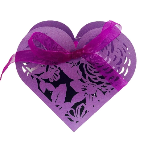European Laser Cut Heart Rose Hollow Candy Box With Ribbon Bowknot Wedding Party Valentine Chocolate Gift Paper Box