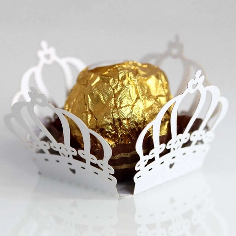 Taglio Laser Cavo Corona Cioccolato Wrapper Carta Perlata Caramelle Scatola Bordo Per Matrimonio Festa Dessert Decorazione Accessori