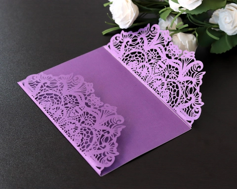 Elegant Laser Cut Wedding Invitations Lace Hollow Gate Fold Envelopes Pearlescent Paper For Party Celebration Wedding Supplies