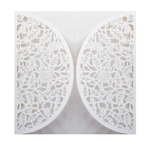 Invitations de Mariage Style Européen Découpe Laser Papier Perlé Motif Floral Rose Creux pour Anniversaire de Mariage